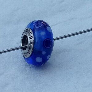 Authentic Pandora murano blue bubbles bead 925 ALE